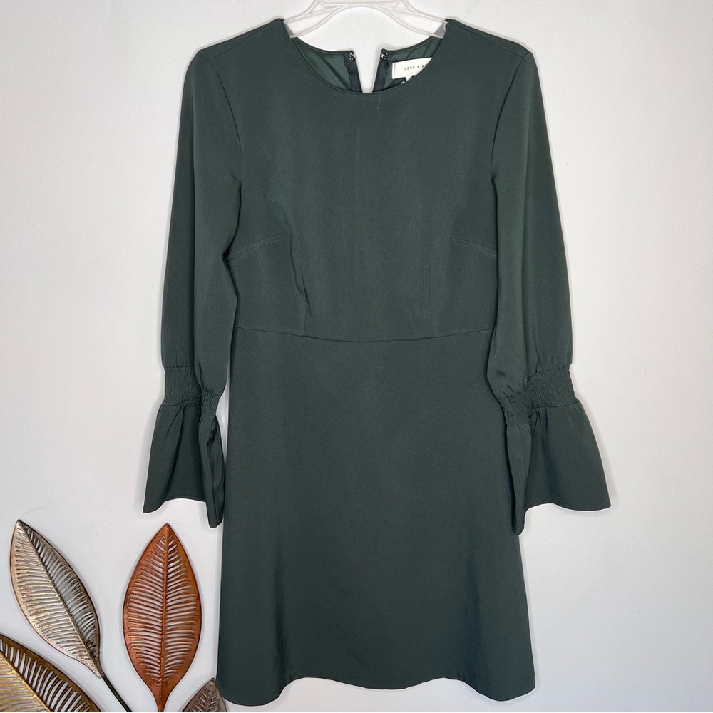 Lark & Ro Green Bell Sleeve Dress